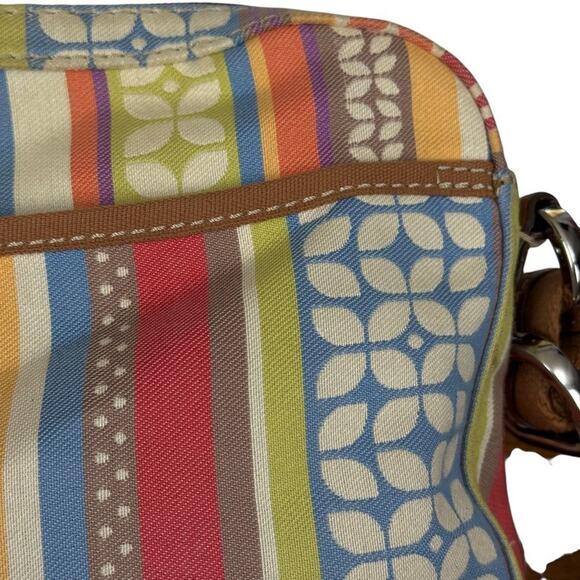 Fossil Canvas Leather Trim Colorful Crossbody Shoulder Bag Messenger Purse - Picture 8 of 16
